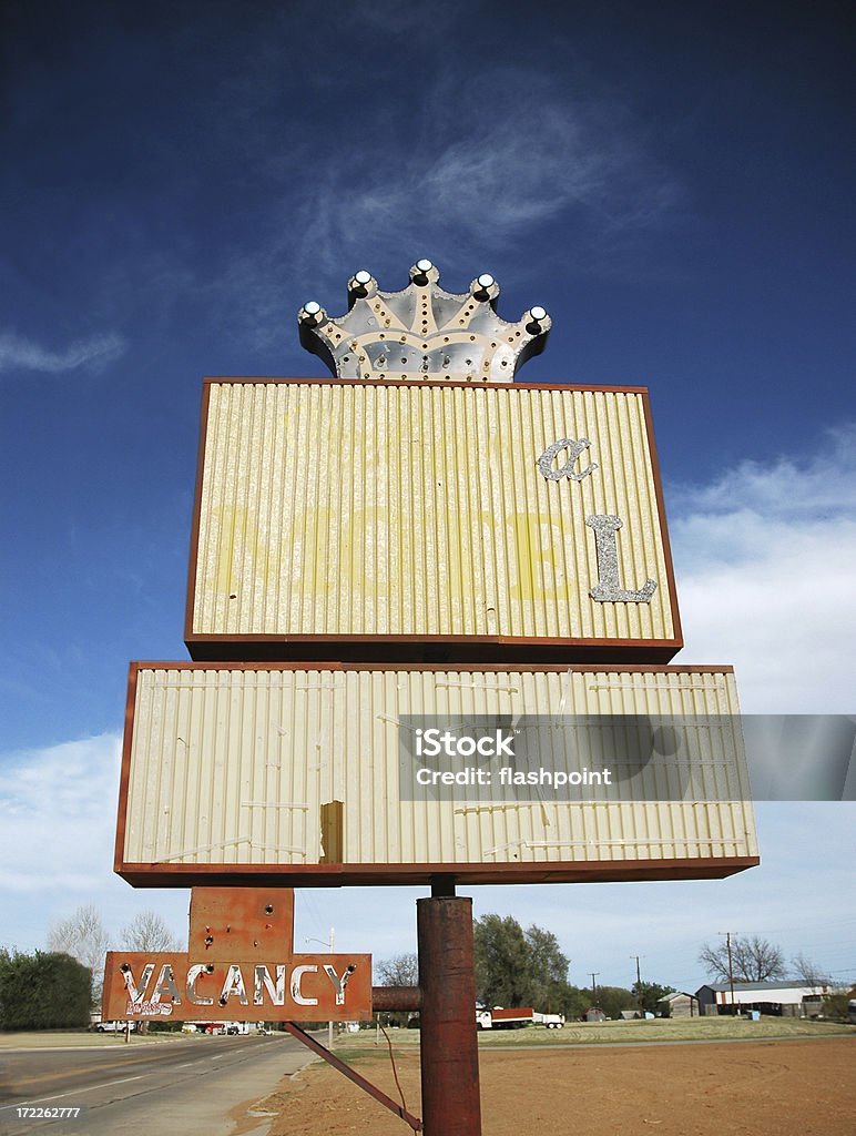 Vacancy Typical motel sign on old Rt 66.Please see my other images along Route 66 in Okla: Billboard Stock Photo