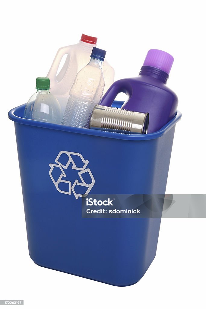 Lixeira de reciclagem - Foto de stock de Azul royalty-free