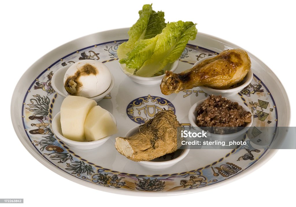 Piastra di pesach seder di pesach - Foto stock royalty-free di Piatto del Seder