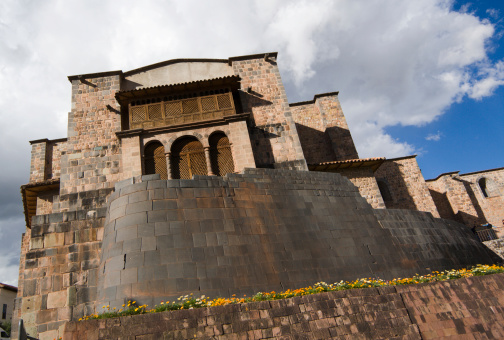 Subject: The Iglesia Santo Domingo church in Cuzco, also the sit of El Temple del Coricancha, the temple of the sun, an ancient Inca ruin monument