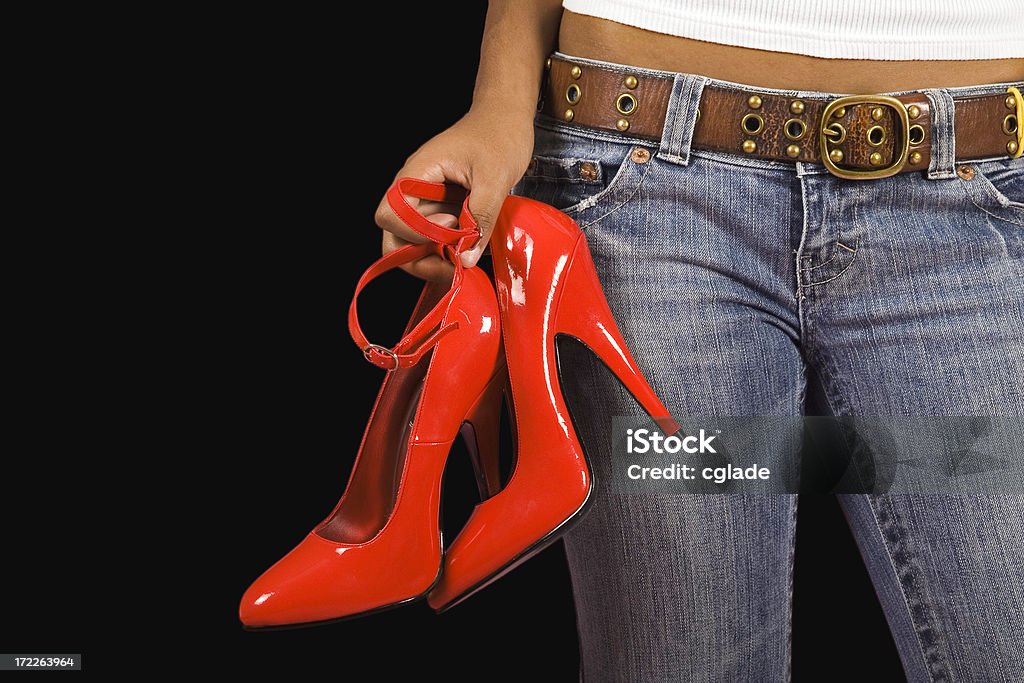 Escolher os sapatos vermelhos - Royalty-free Abdómen Foto de stock