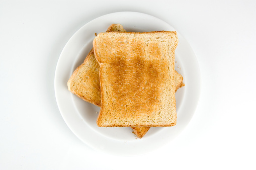 Two slices of toast on a plate