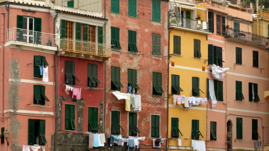 Italian houses and hanging laundry.
