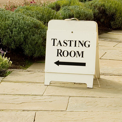 Outdoor Sign Showing Way to Winery Tasting Room