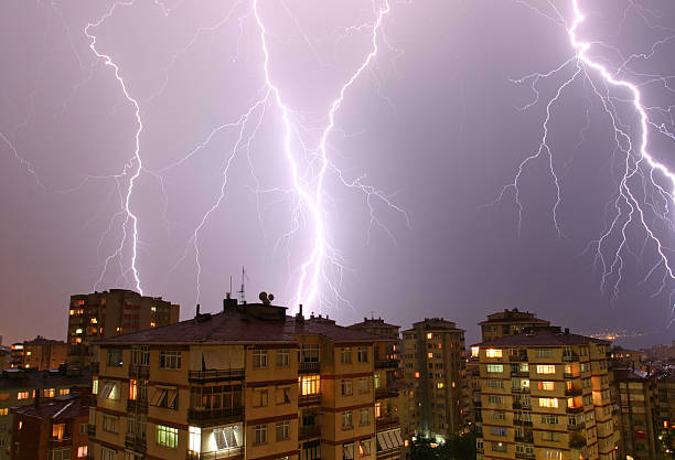 Thunderstorm A magnificent lightning storm in Istanbul. lightning storm natural disaster cloud stock pictures, royalty-free photos & images