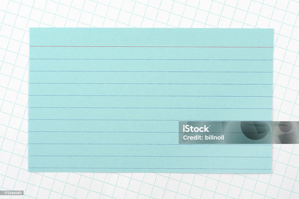Forro azul nota de papel quadriculado - Foto de stock de Azul royalty-free