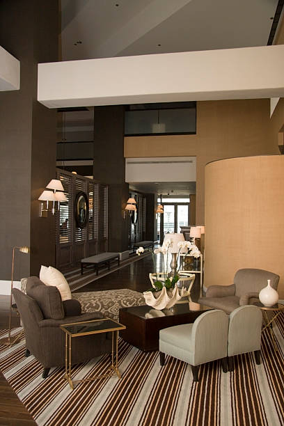 로비 현대식 호텔 객실 - business travel luxury indoors plant 뉴스 사진 이미지