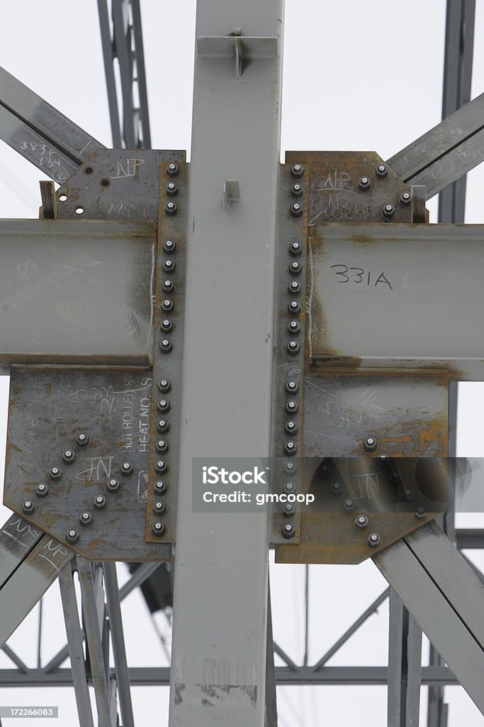 Steel Column and Beam Several steel beams in a building are bolted together for strength. Architectural Column Stock Photo