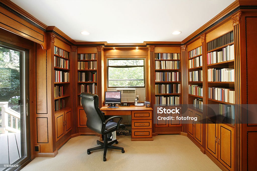 Office space in residence Generic residential office and study. All book titles removed. Home Office Stock Photo