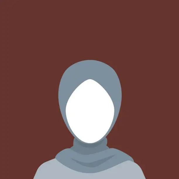 Vector illustration of A Faceless Portrait of a Moslem woMan. Isolated Vector Illustration