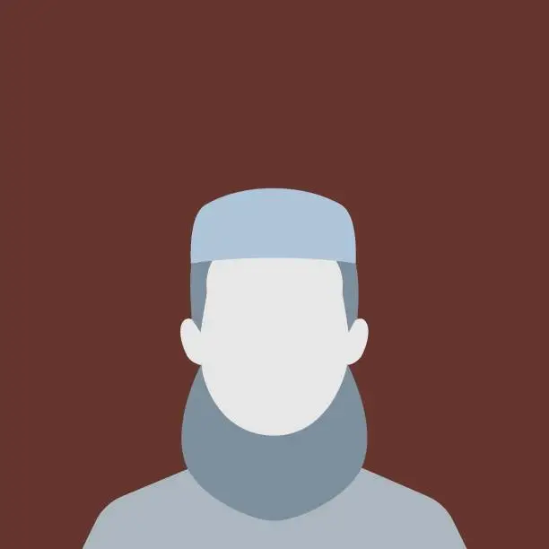 Vector illustration of A Faceless Portrait of a Moslem Man. Isolated Vector Illustration
