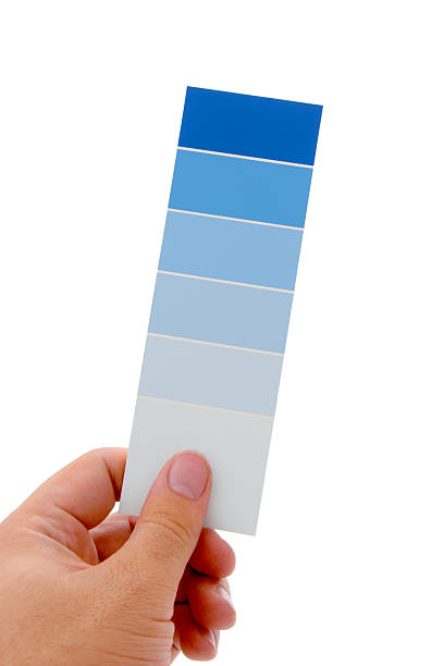 ハンド保持カラー見本 - color swatch paint choice blue ストックフォトと画像