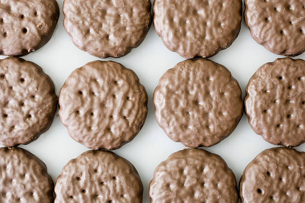Top view of chocolate cookies stock photo