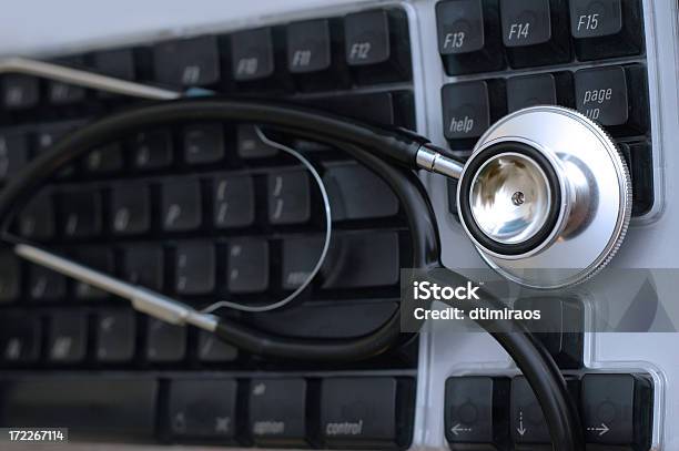 Stethoscope On Keyboard Stock Photo - Download Image Now - Above, Beauty, Chrome