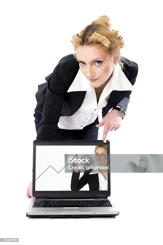 Business Concept Businesswoman and computer screen Adult Stock Photo
