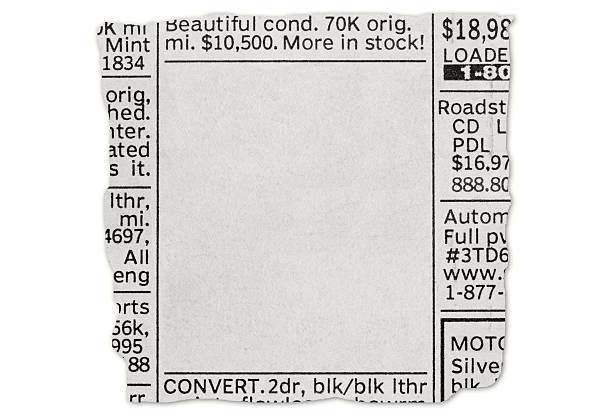 Car Ad A blank car ad torn from a newspaper classified ad stock pictures, royalty-free photos & images