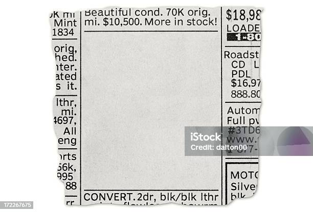 Foto de Anúncio De Carro e mais fotos de stock de Classificados - Classificados, Jornal, Publicidade