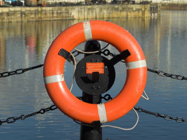 istock Lifebelt on the chain fence dockside, Albert Dock, Liverpool. 172267794
