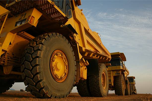 SUPER TRUCKS Mining Machines parked up on shift change. gold mine photos stock pictures, royalty-free photos & images