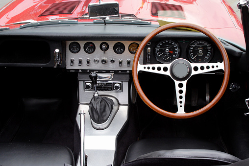 Interior of an old classic car.