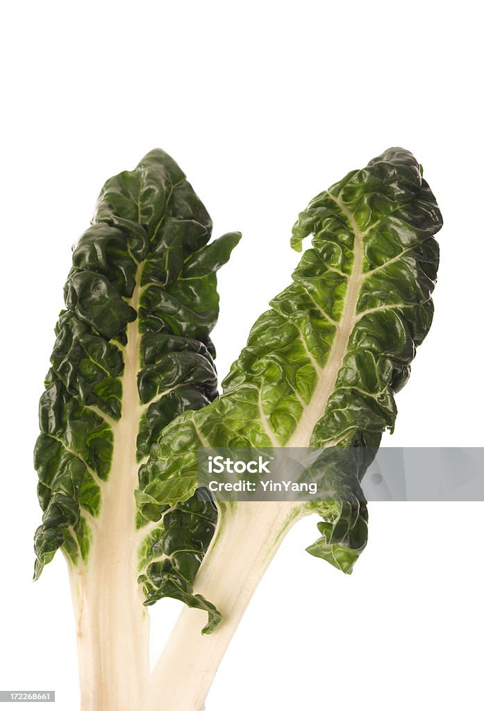 Swiss Chard Vt Subject: White Swiss Chard, a nutritional leafy green vegetable against a white background Antioxidant Stock Photo