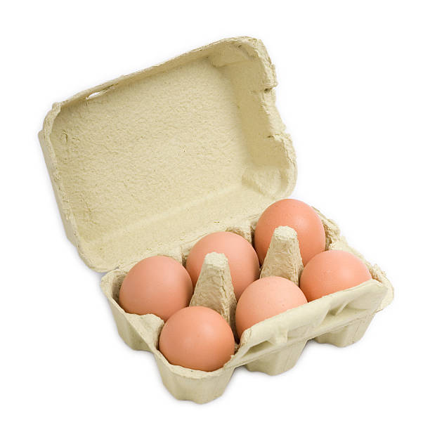 Six pack of eggs isolated on white