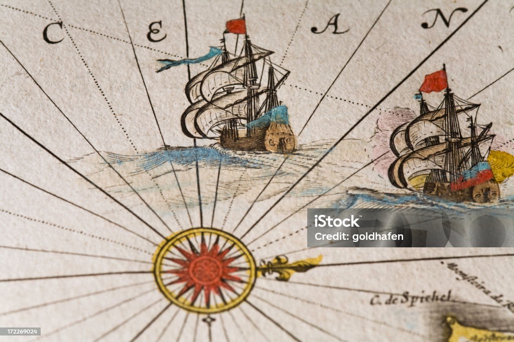 Histórico de navios - Ilustração de Século XVIII royalty-free