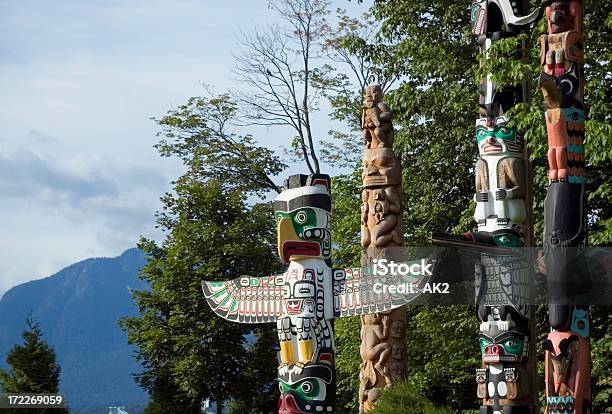 Totem Poles Stock Photo - Download Image Now - Stanley Park - Vancouver - Canada, Totem Pole, Vancouver - Canada