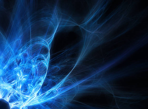 blue energy - fractal concentric light abstract photos et images de collection