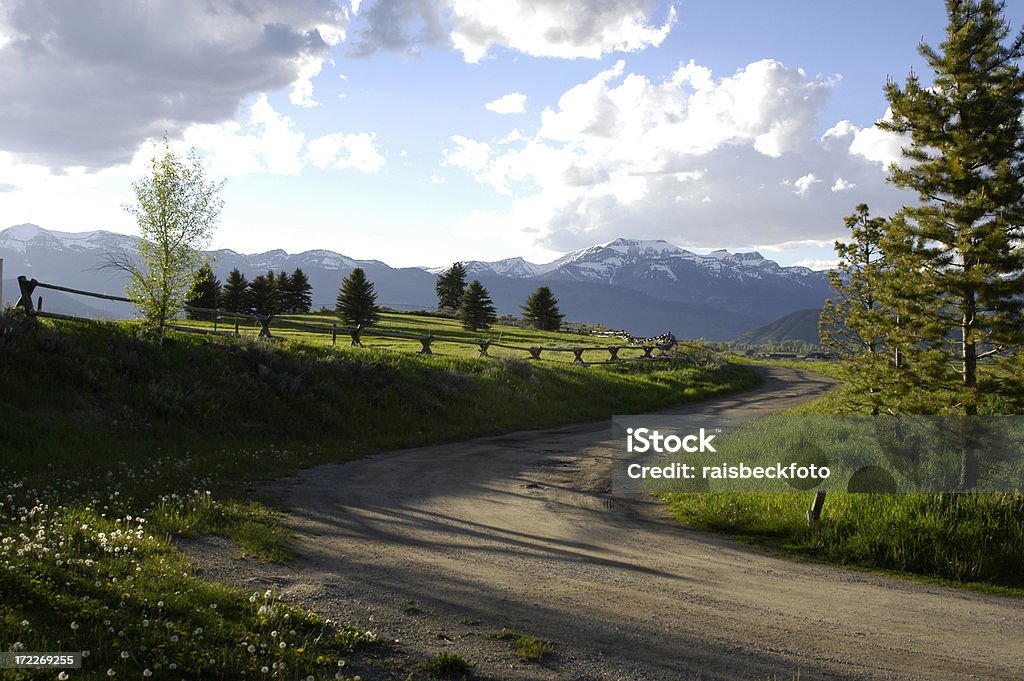 Ländliche Straße in Jackson, Wyoming - Lizenzfrei Schotterstrecke Stock-Foto