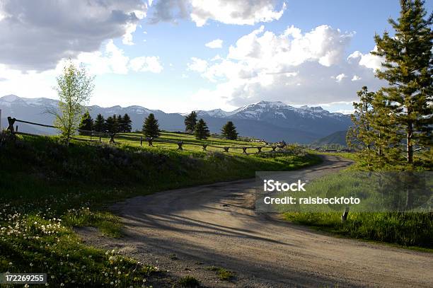 Wiejska Droga W Jackson Wyoming - zdjęcia stockowe i więcej obrazów Droga gruntowa - Droga gruntowa, Stan Wyoming, Bez ludzi