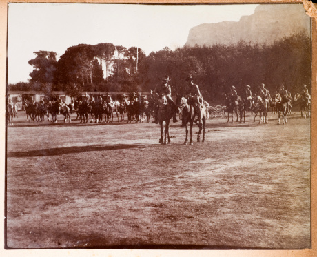 Vintage photograph of British cavalry (London City Imperial Yeomanry) at the time of the Boer war.