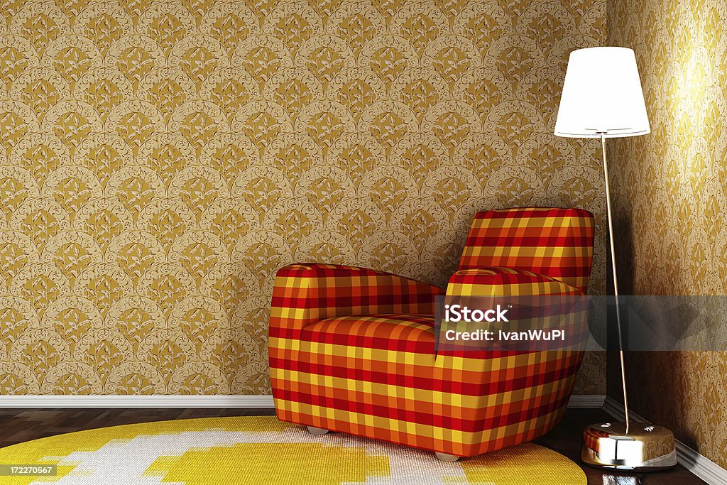 interior render (CGI) retrô - Foto de stock de Amarelo royalty-free