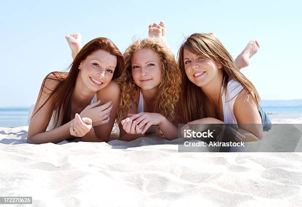 Friends On The Beach Stock Photo - Download Image Now - Clear Sky, Friendship, 16-17 Years