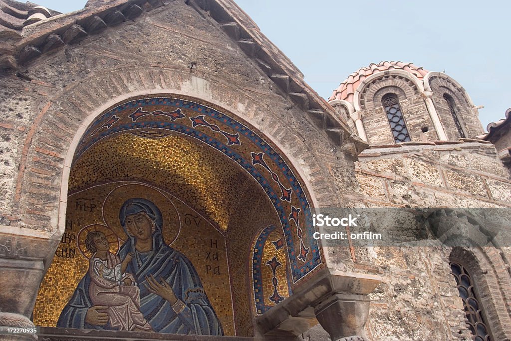분할촬영 입구 그리스 교회 - 로열티 프리 0명 스톡 사진