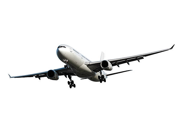 jet airplane landing on white background "jet airplane landing, isolated on white" aeroplane isolated stock pictures, royalty-free photos & images