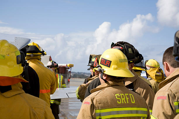 Airport Fire Fighters stock photo