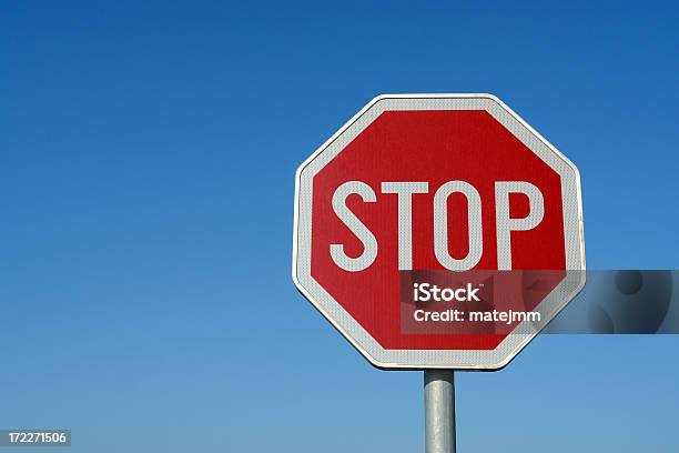 Stop Sign Stock Photo - Download Image Now - Blue, Clear Sky, Communication