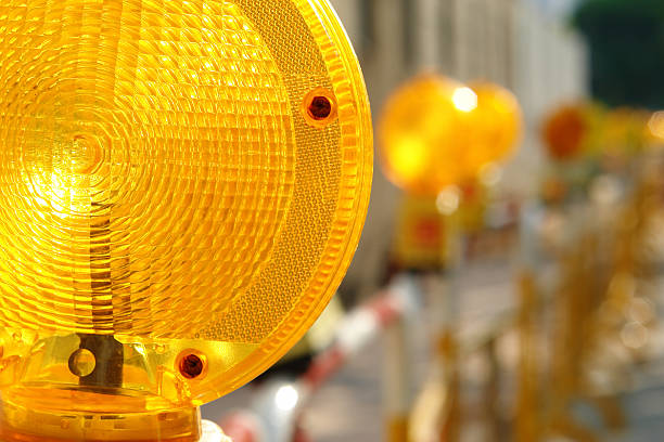 Signal Light in Construction Site stock photo