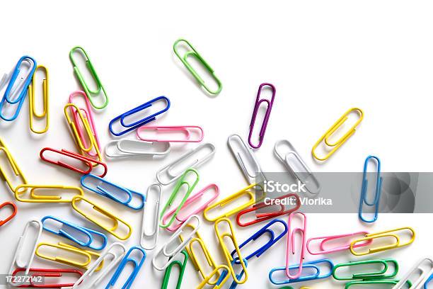 Various Colored Paperclips On White Background Stock Photo - Download Image Now - Paper Clip, Clip - Office Supply, Multi Colored