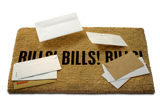 Doormat, with Bills falling onto it. With Clip Path for isolating and removing shadow