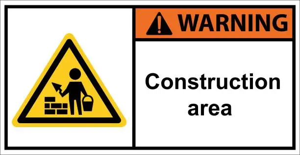 Vector illustration of Warning sign for masonry construction.sign warning