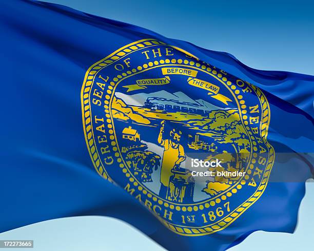 Foto de Bandeira Do Estado De Nebraska e mais fotos de stock de Bandeira - Bandeira, Nebrasca, Azul