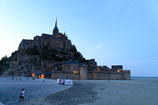 Exterior of Mont Saint Michel at dusk