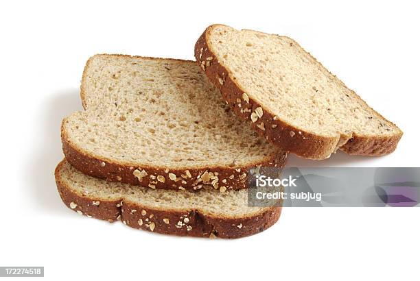 Three Slices Of Bread Stacked On Top Of Each Other Stock Photo - Download Image Now - Bread, Slice of Food, Wheat