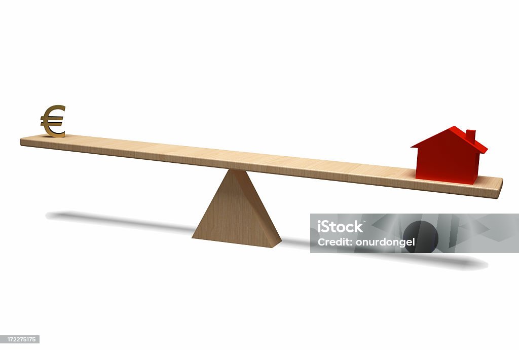 Balance Money and a House Midsection Stock Photo