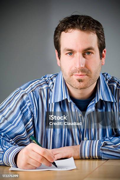 Man Is Writing Series Stock Photo - Download Image Now - Adult, Adults Only, Business