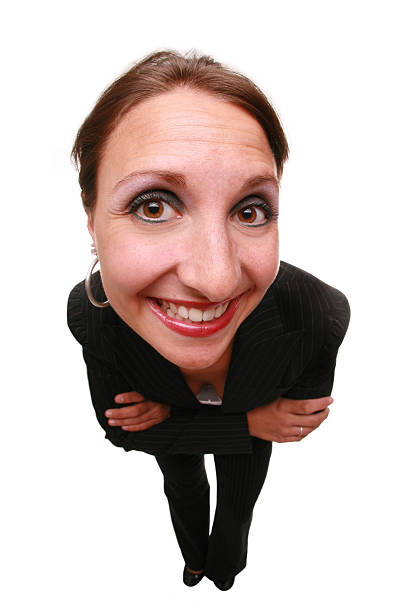 Cute Businesswoman Fisheye lens used. fisheye lens stock pictures, royalty-free photos & images