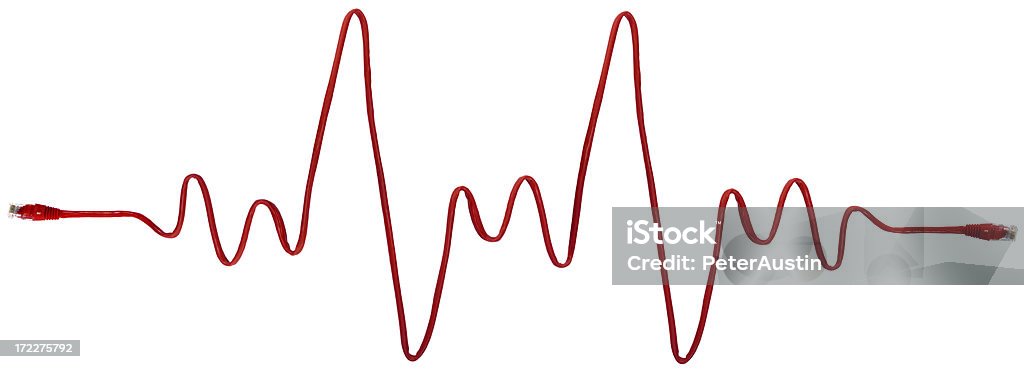 Network Heartbeat (XXXLarge) with clipping path Red Network cable arranged to show heartbeat, isolated on white, with clipping path. Cable Stock Photo