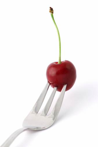 Cherry on a fork